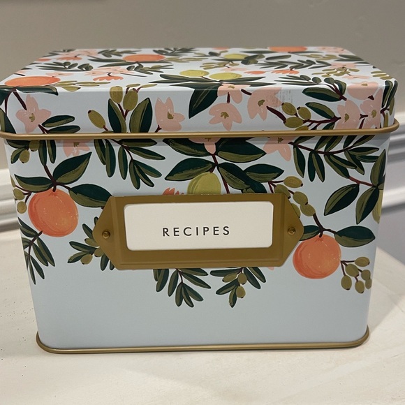 Rifle Paper Co. Other - UPDATE! Recipe Tin - NWT. Rifle Paper Citrus Floral Recipe Box. Recipe cards.